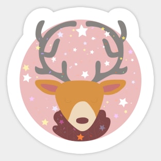 Beautiful Cartoon Deer Art Print Sticker